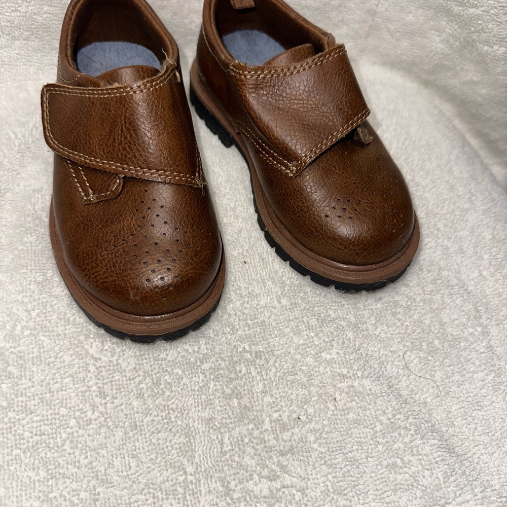 Carter's Brown Dress Shoes with Velcro Strap and Non-Slip Sole